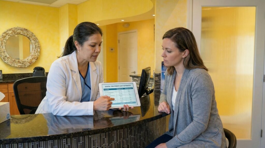 Affordable dental bonding repair cost discussion in Alexandria VA dental office