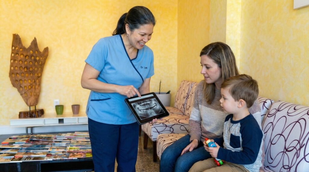 Parent discussing kids orthodontic treatment options in Woodbridge VA