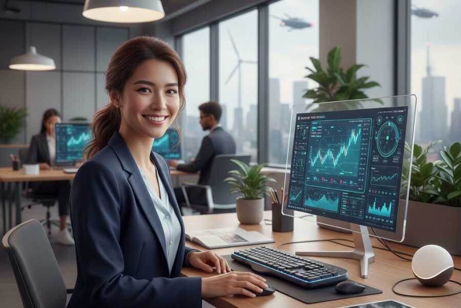 Professional with fresh smile at office in Alexandria