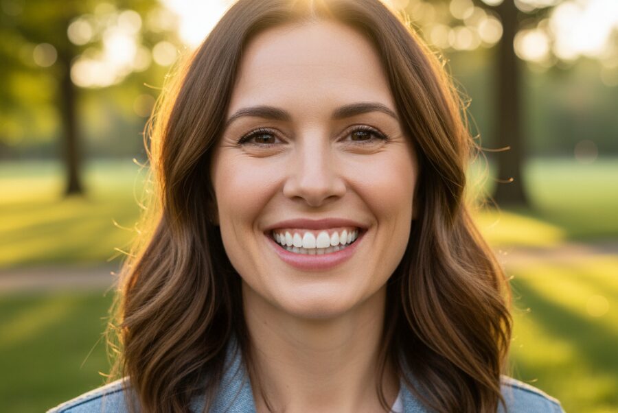 Alexandria VA patient smiling confidently after cosmetic dentistry